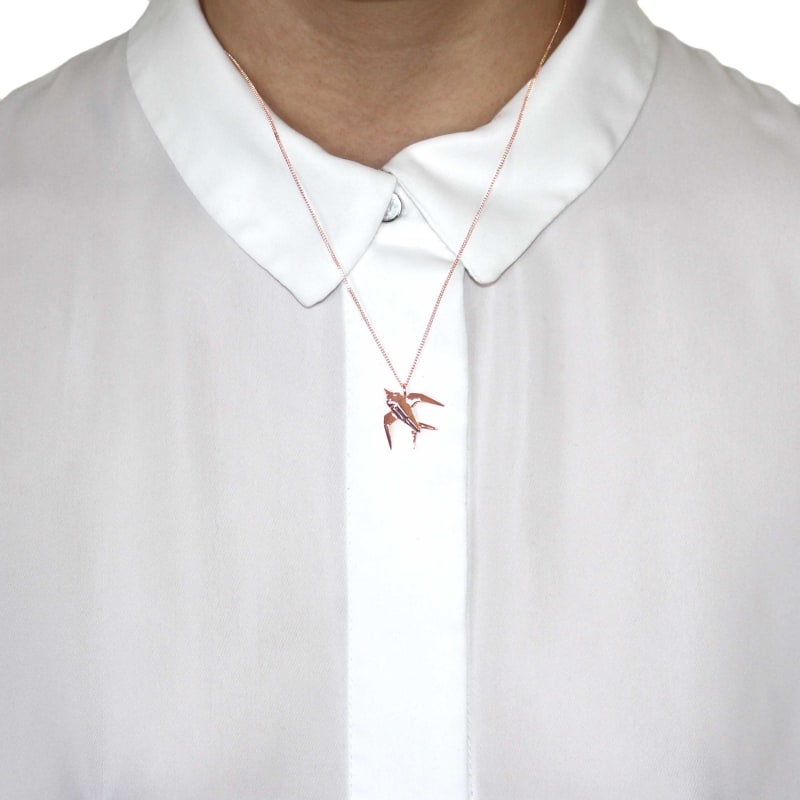 Thumbnail of Mini Swallow Necklace Rose Gold image