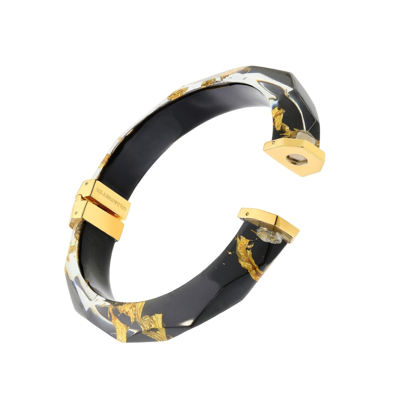 Thumbnail of 24K Gold Leaf Thin Lucite Bangle In Black image