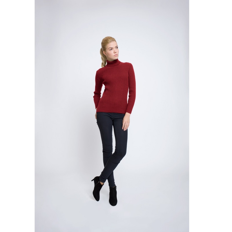 Thumbnail of Mia Red Ribbed Turtleneck Sweater image