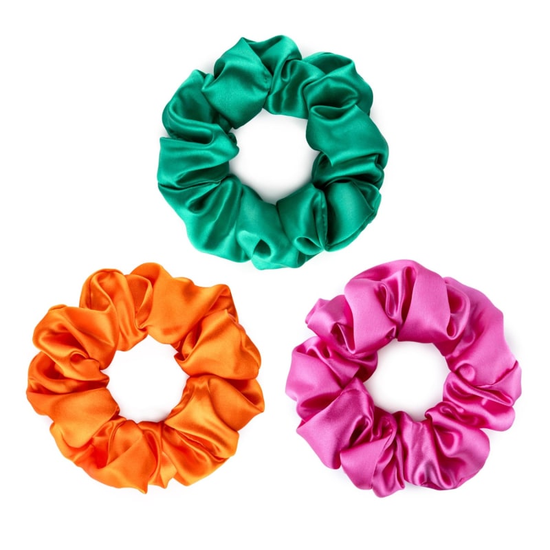 Thumbnail of 3 Large Silk Scrunchies - The Tropics image