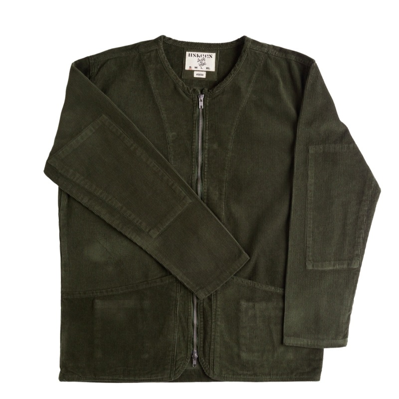 3030 Crew Neck Cord Zip Jacket Vine Green by Uskees