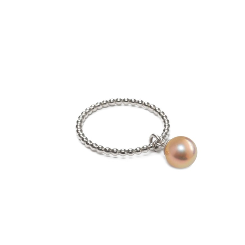 Thumbnail of Silver Orb Ring Gold Pearl image