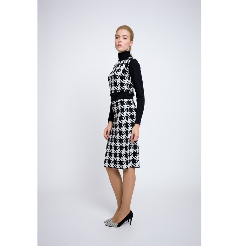 Thumbnail of Lina Houndstooth Merino Wool Knitted Dress image