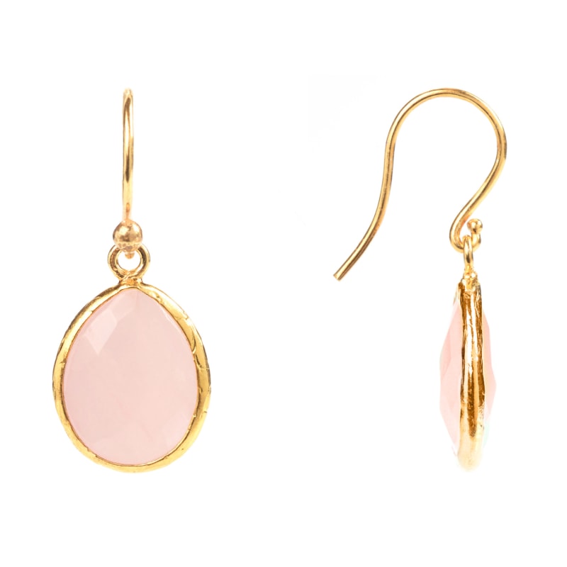 Thumbnail of Petite Drop Earrings Rose Quartz Gold image