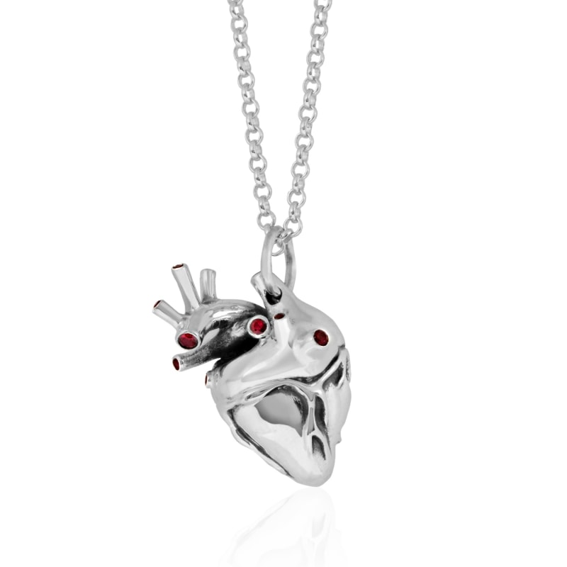 Thumbnail of Heart Pendant Silver With Rubies image