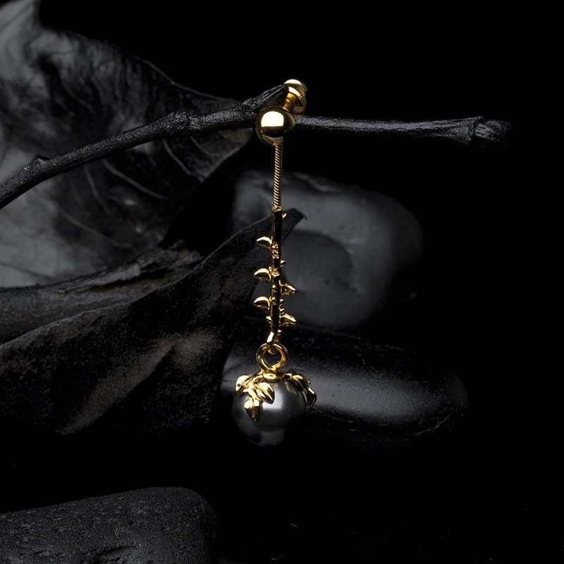 Thumbnail of Drop Dark Grey Pearl Earrings image