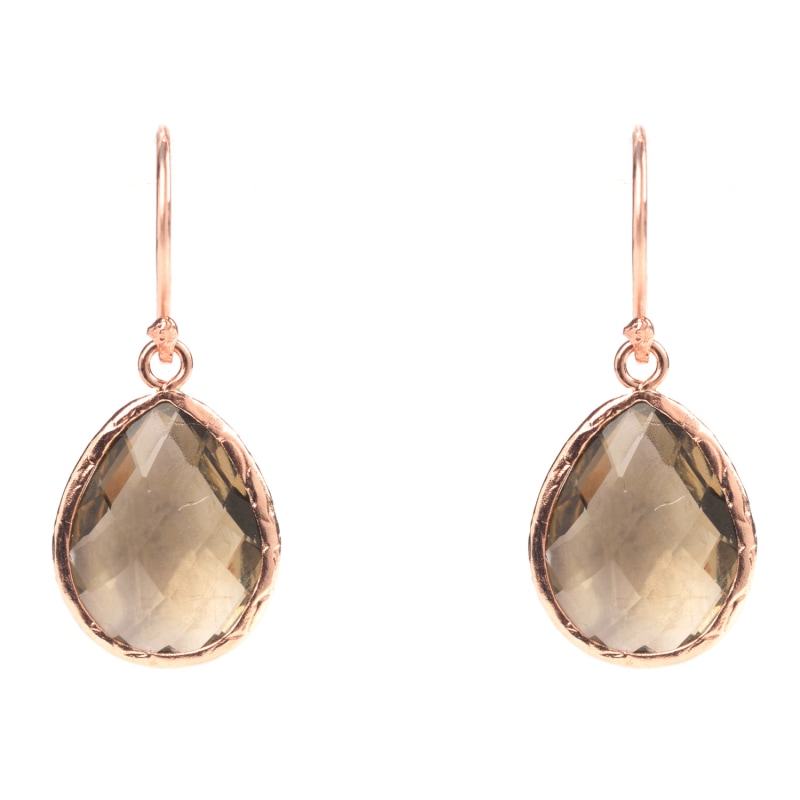 Thumbnail of Petite Drop Earrings Smokey Quartz Rosegold image