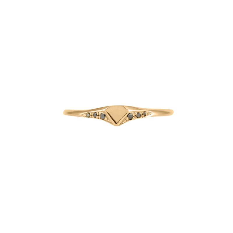 Thumbnail of Diamond Shield & Black Diamonds Mini Signet Ring Solid Gold image