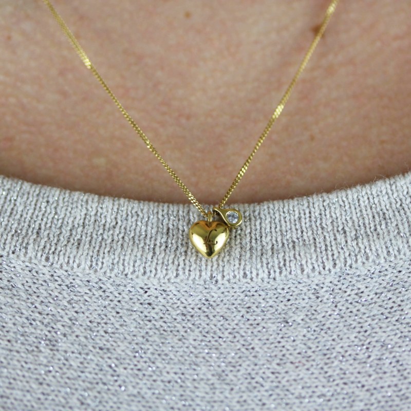 Thumbnail of Heart Initial & Diamond Pendant Necklace Gold image