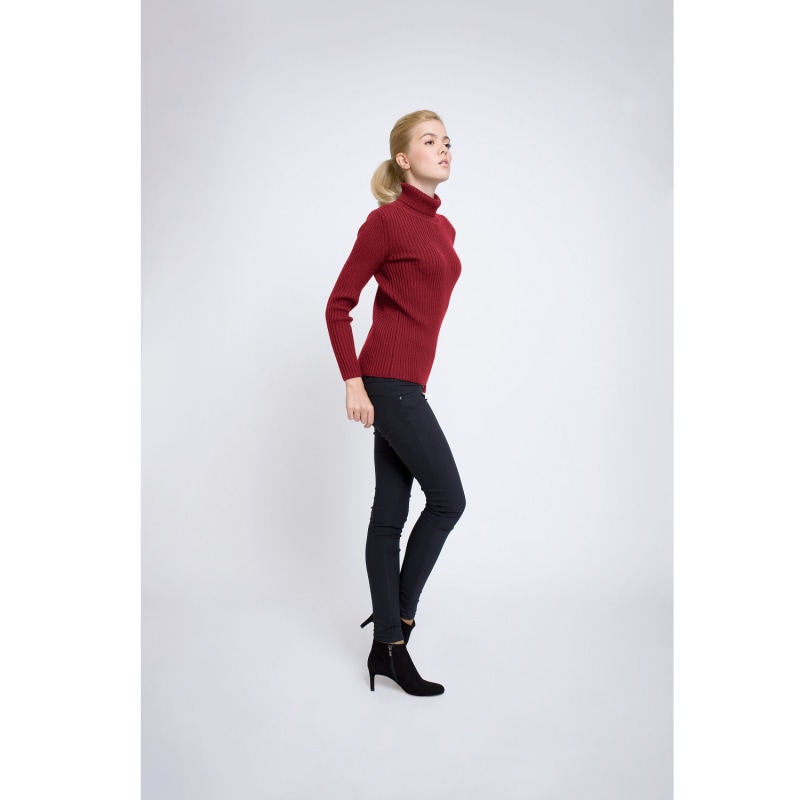 Thumbnail of Mia Red Ribbed Turtleneck Sweater image