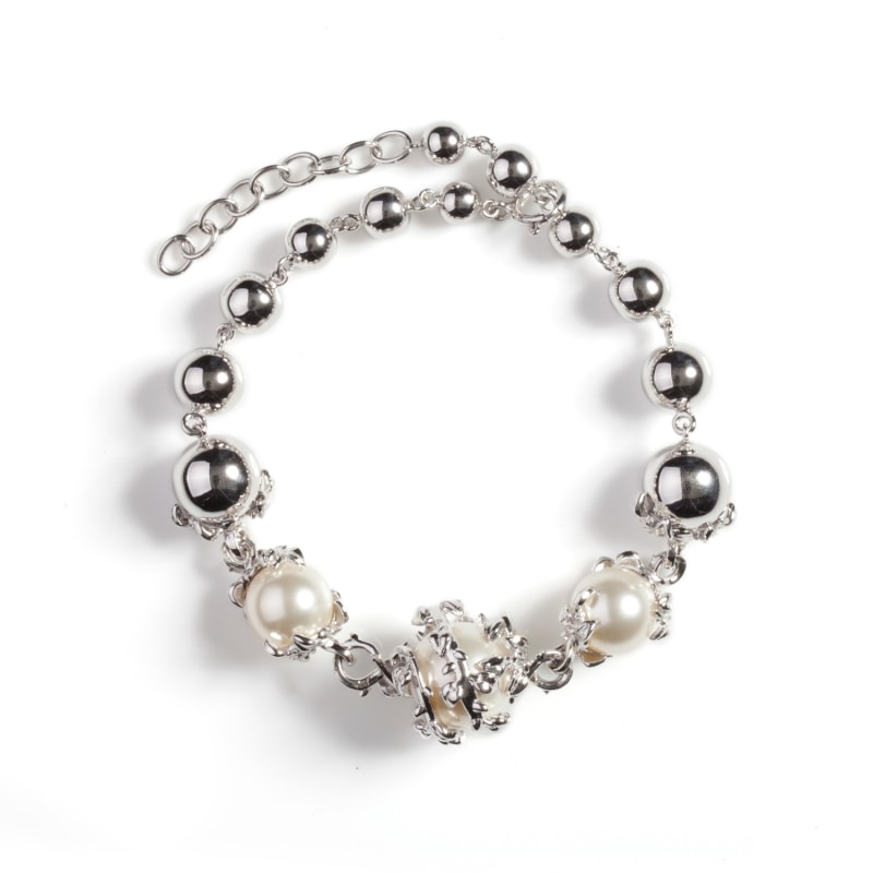 Thumbnail of Orb & 3 Ivory Pearl Bracelet  image