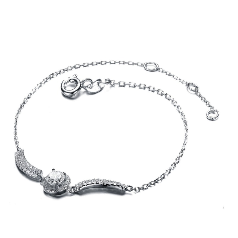 Sterling Silver Cubic Zirconia Adjustable Bracelet by Genevive Jewelry