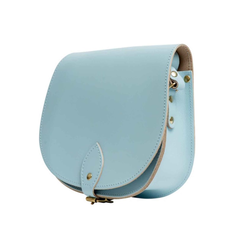 Thumbnail of Sky Blue Leather Saddle Bag With Back Pocket image