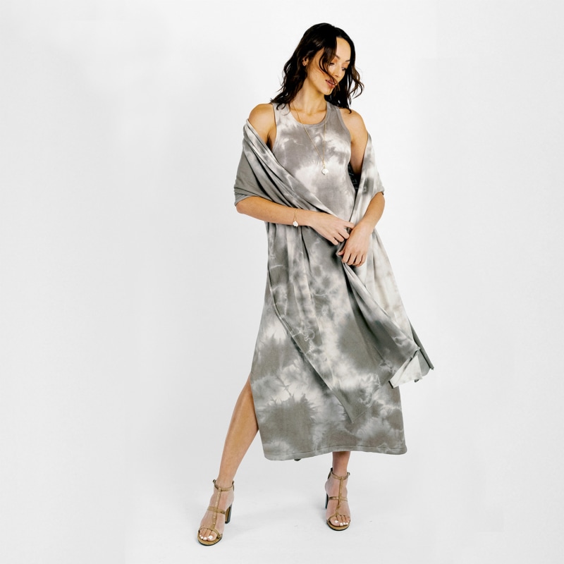 Thumbnail of Cotton Cashmere Tie Dye Maxi Dress - Brown image