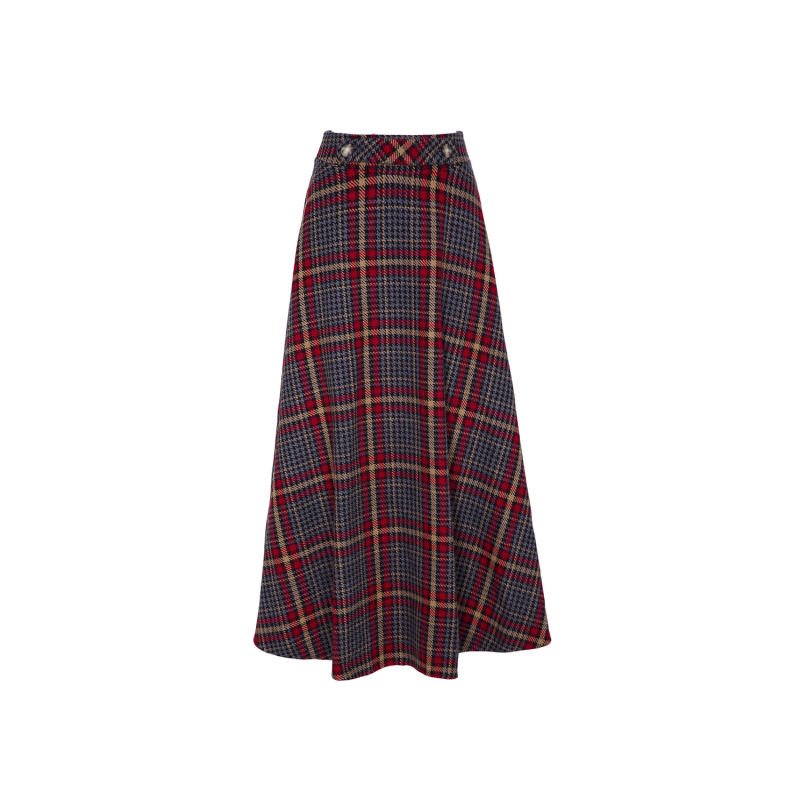 Plaid wool a line skirt new arrivals
