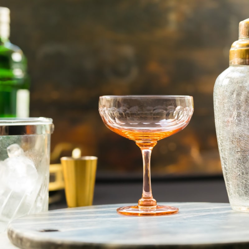 A Set Of Four Rose Crystal Cocktail Glasses With Lens Design, The Vintage  List