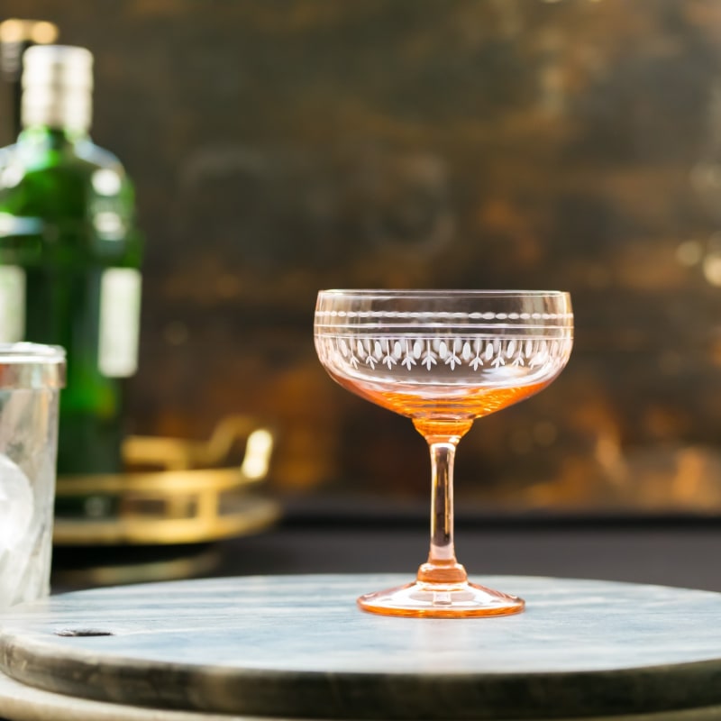 Thumbnail of A Set Of Four Rose Crystal Cocktail Glasses With Ovals Design image