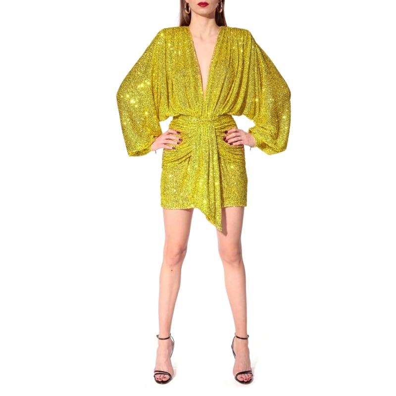 Thumbnail of Kaia Bright Lime Mini Sequin Dress image