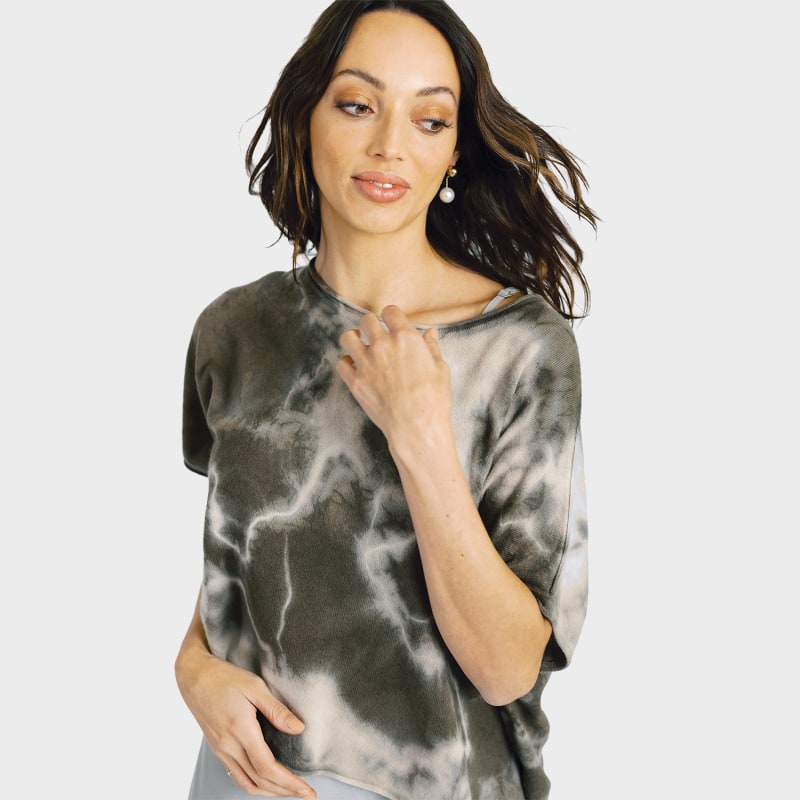 Thumbnail of Cashmere Capelet Top - Storm Tie Dye image