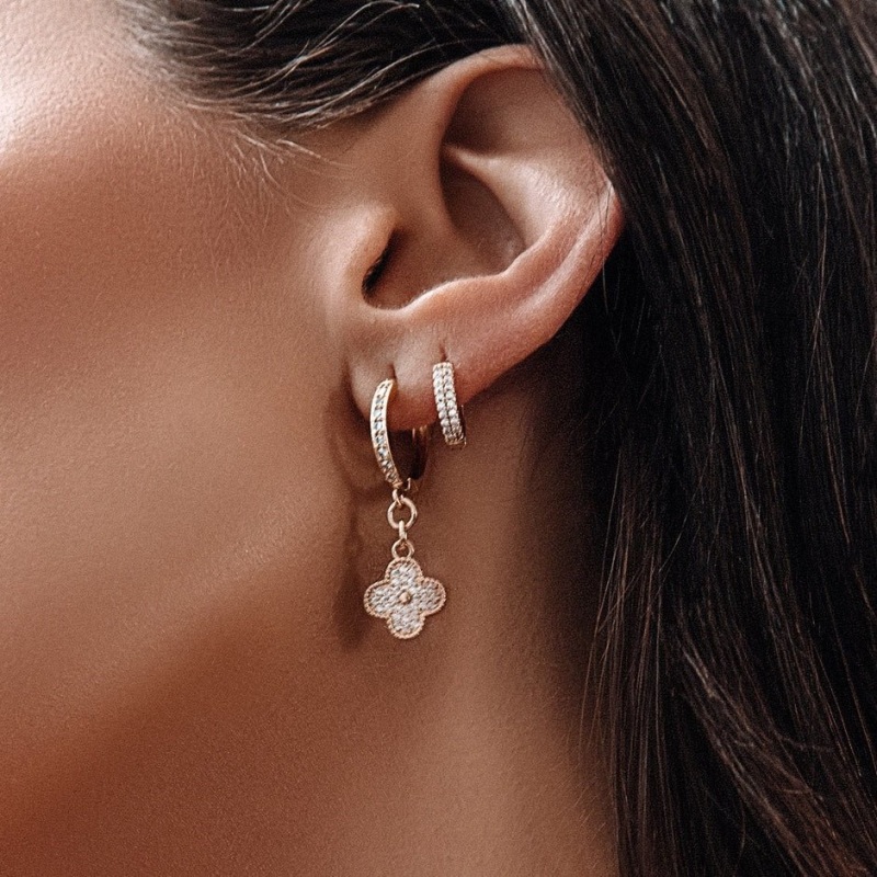Small Gold Pav Crystal Huggie Hoop Earrings The Essential
