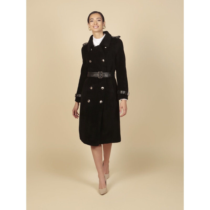 Thumbnail of 'Loren' 100% Wool Trench Coat - Black image