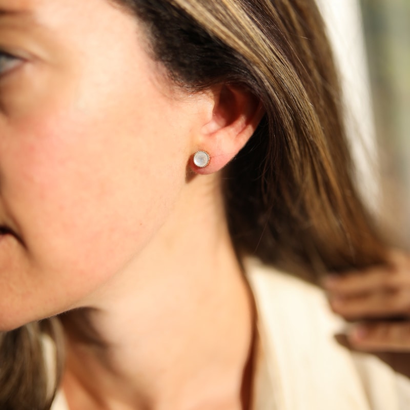 Thumbnail of Barcelona June Birthstone Stud Earrings - Moonstone image