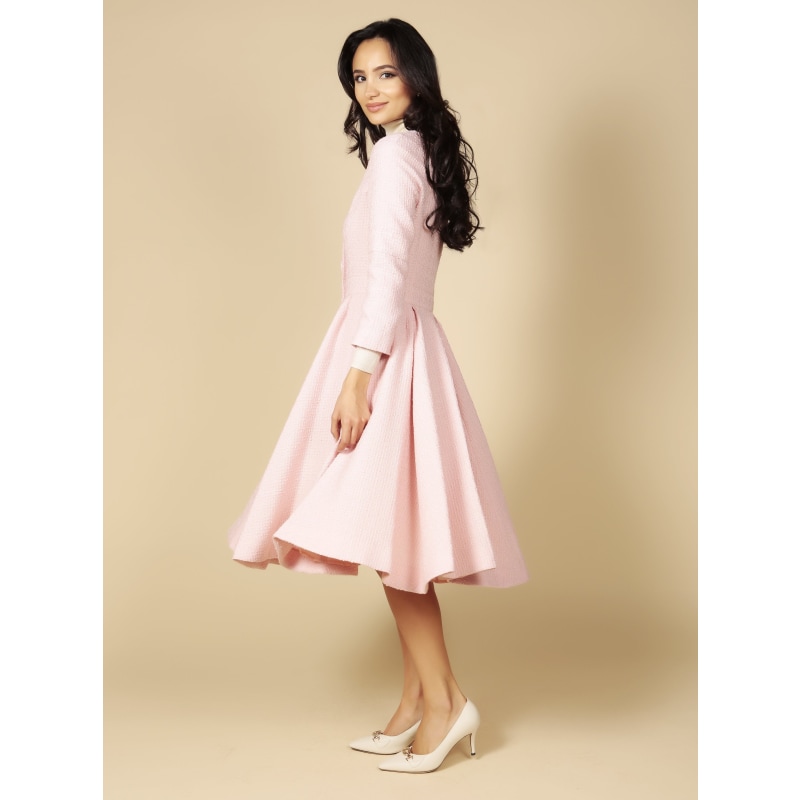 Thumbnail of 'Lady' Italian Wool Swing Dress Coat In Rosa image