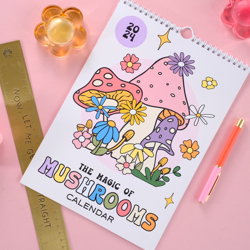 A4 Magic Of Mushrooms Calendar 2024 SOFE STORE Wolf Badger