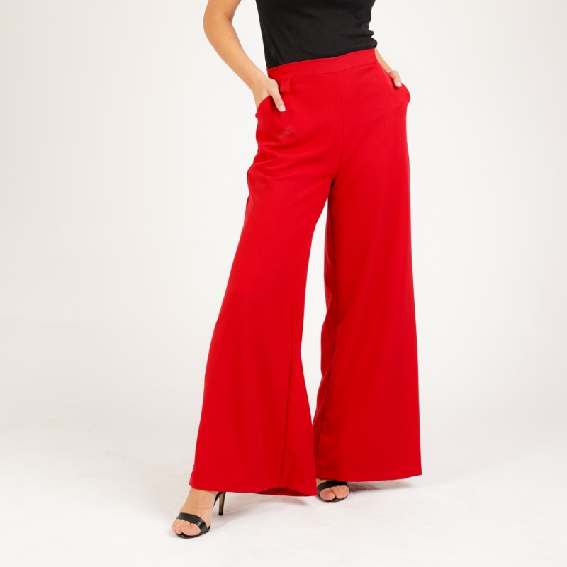 Sofia Wide Leg Trouser In Red, COCOOVE