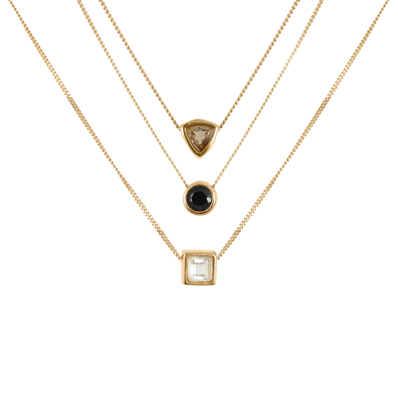 Thumbnail of Smoky Quartz Trillion Cut Necklace - Gold image