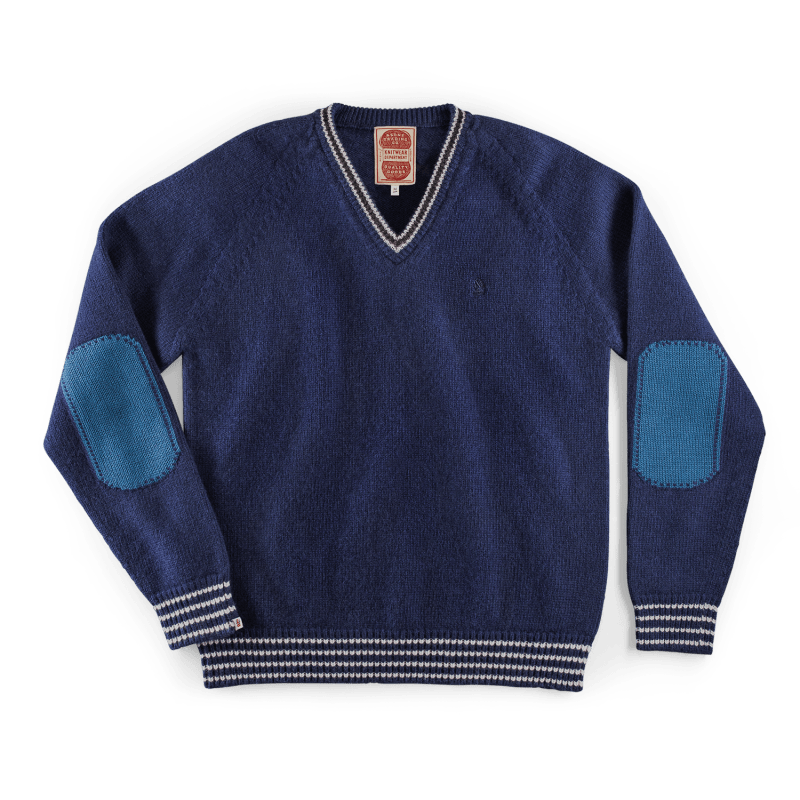 Thumbnail of &Sons Old School V-Neck Jumper Navy image