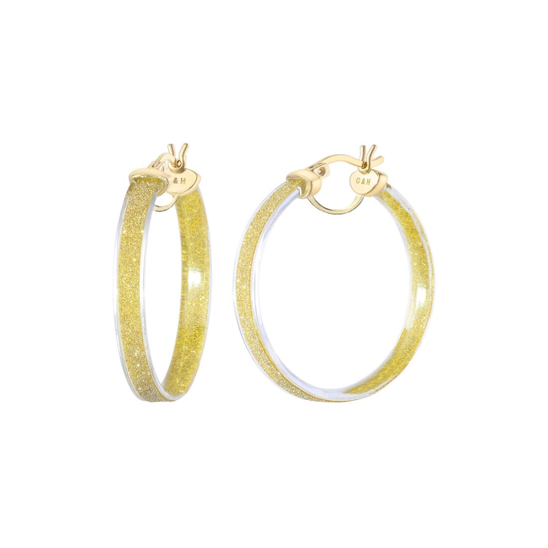 Thumbnail of Glitter Hoop Earrings In Clear & Gold image