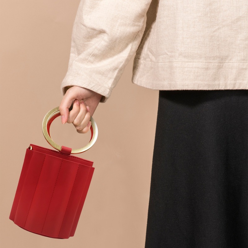 Thumbnail of Water Metal Handle Small Bucket Bag - Red image