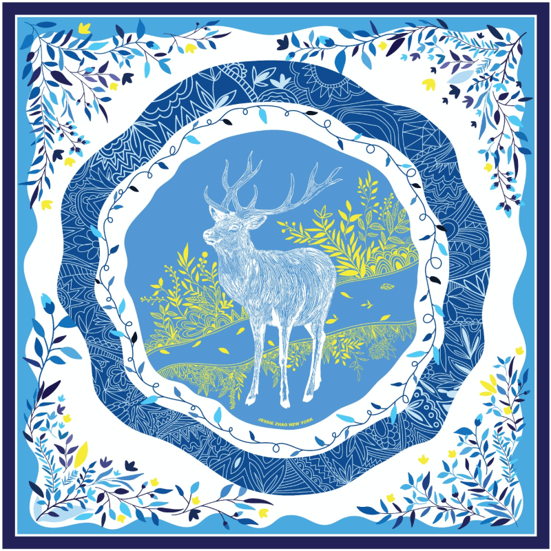 Thumbnail of Silk Scarf Of Blue Jungle image