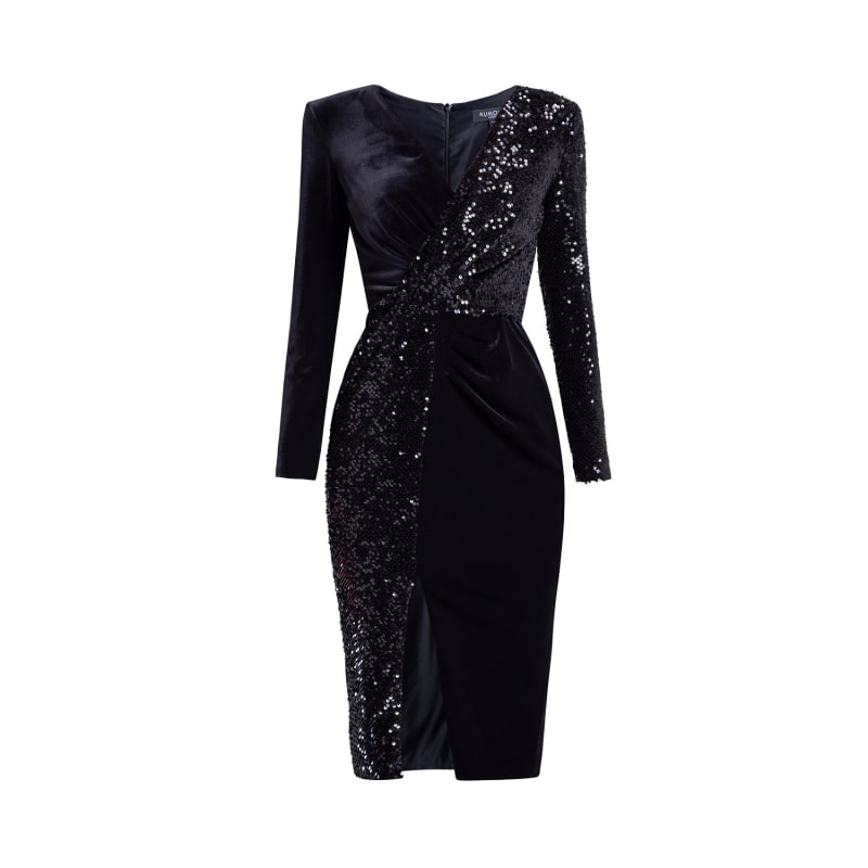 Thumbnail of Seraphine Sequined Velvet Dress With V-Neckline And Draped Detail image