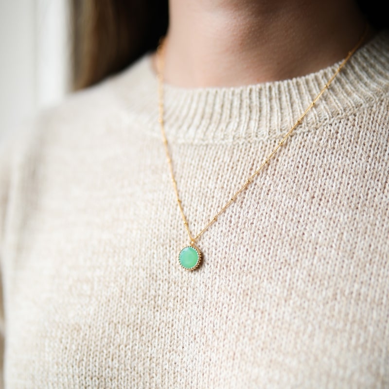 Thumbnail of Barcelona May Birthstone Necklace Chrysoprase image