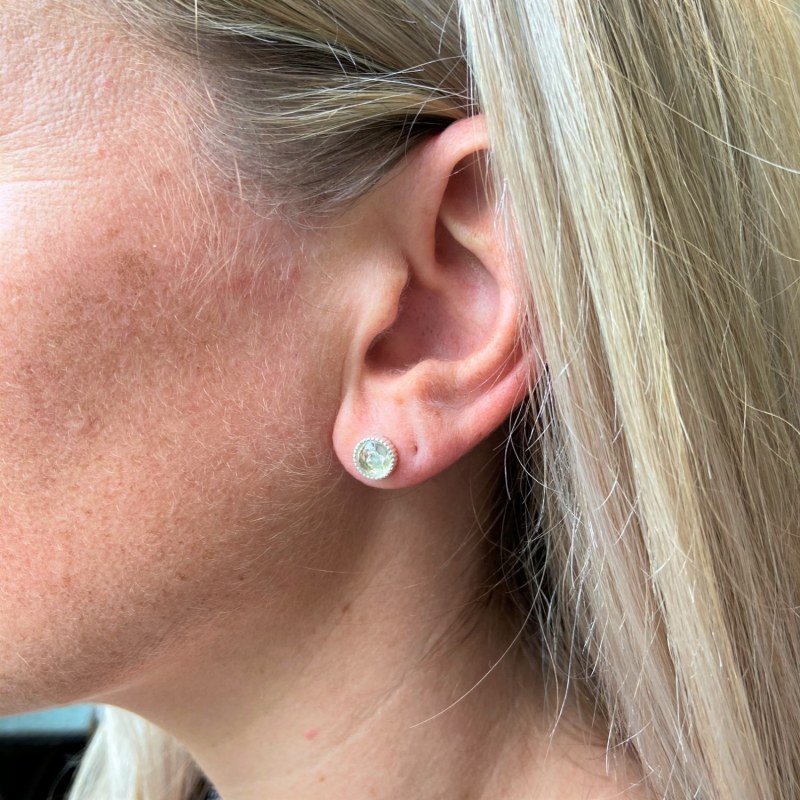 Thumbnail of Barcelona Silver April Birthstone Stud Earrings Crystal image