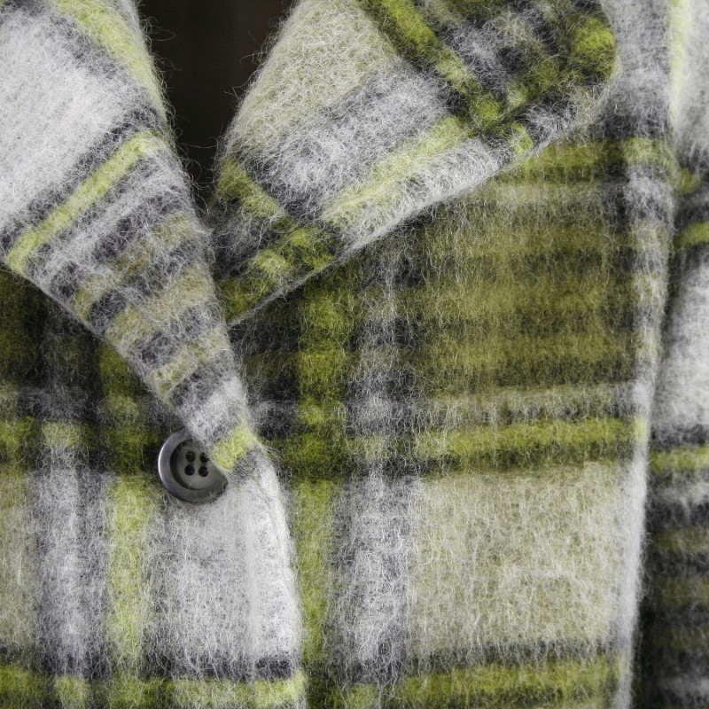 Thumbnail of Avery Fluffy Green Check Midi Coat image