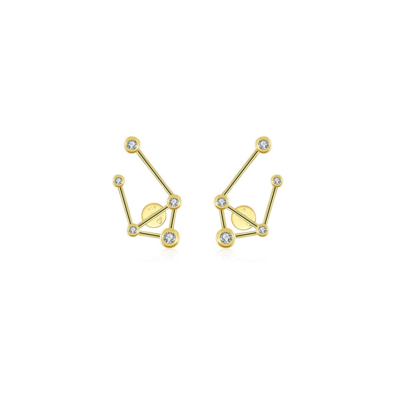 Thumbnail of Libra Zodiac Constellation Earring 18K Yellow Gold & Diamond image