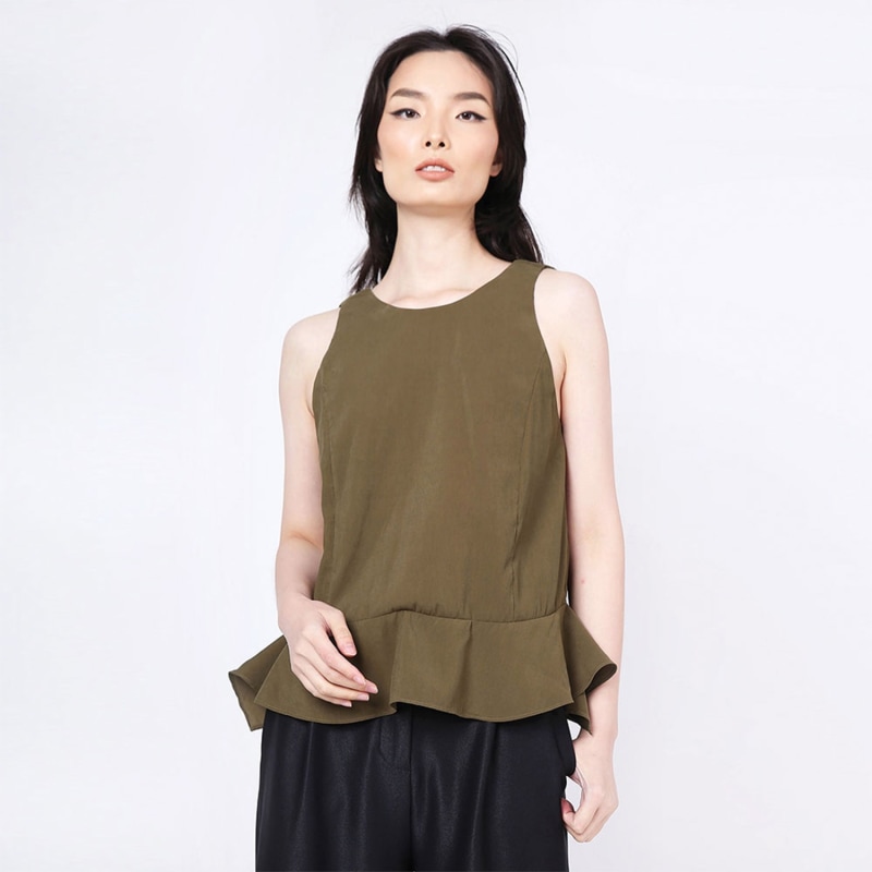 Thumbnail of Valencia Cupro Blend Side Drape Top In Camper image