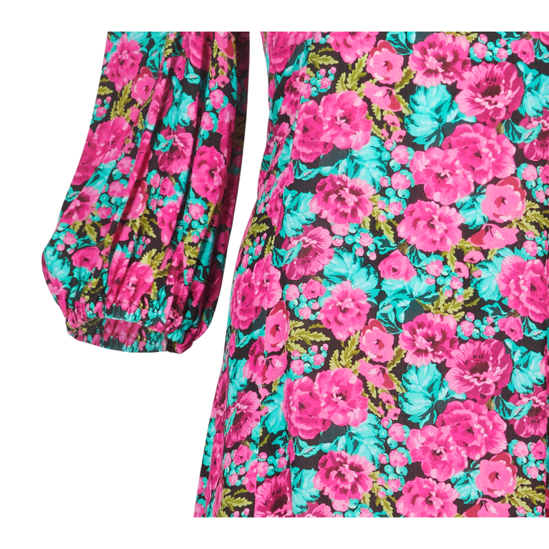 Thumbnail of The Sienna Puff Sleeve Frill Midaxi Dress In Pink Floral image