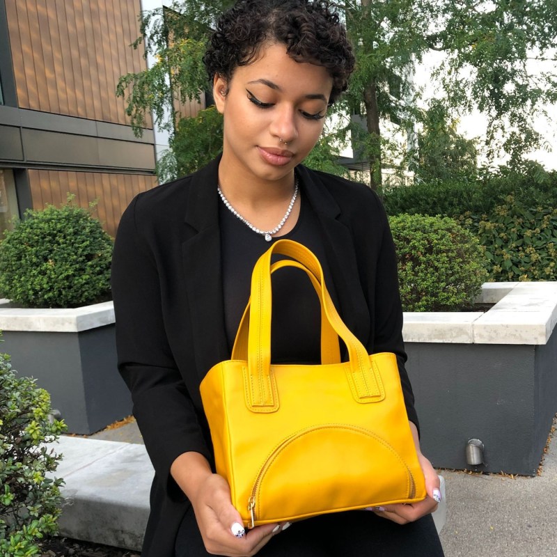 Yellow Leather Tote Bag