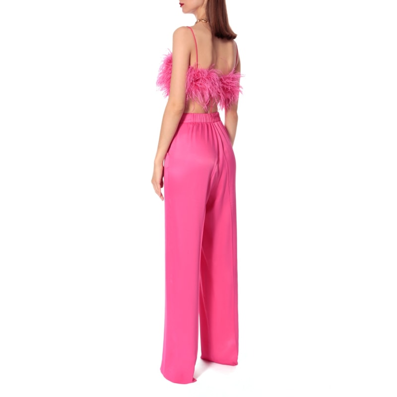 Thumbnail of Jessie Satin Barbie Pink Wide Trousers image