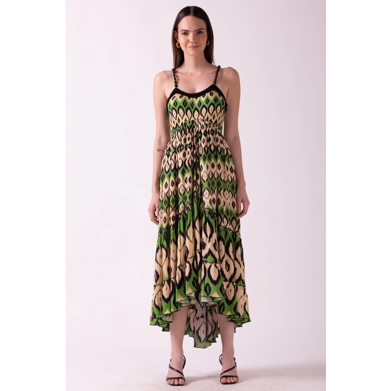 Thumbnail of Acacia - Tiered Maxi Dress With Beaded Straps And Fringe Lace image