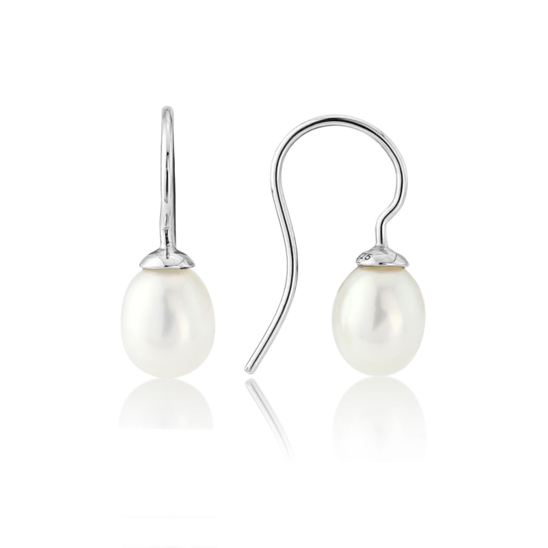 Thumbnail of Gloucester White Freshwater Pearl & Silver Drop Earrings image