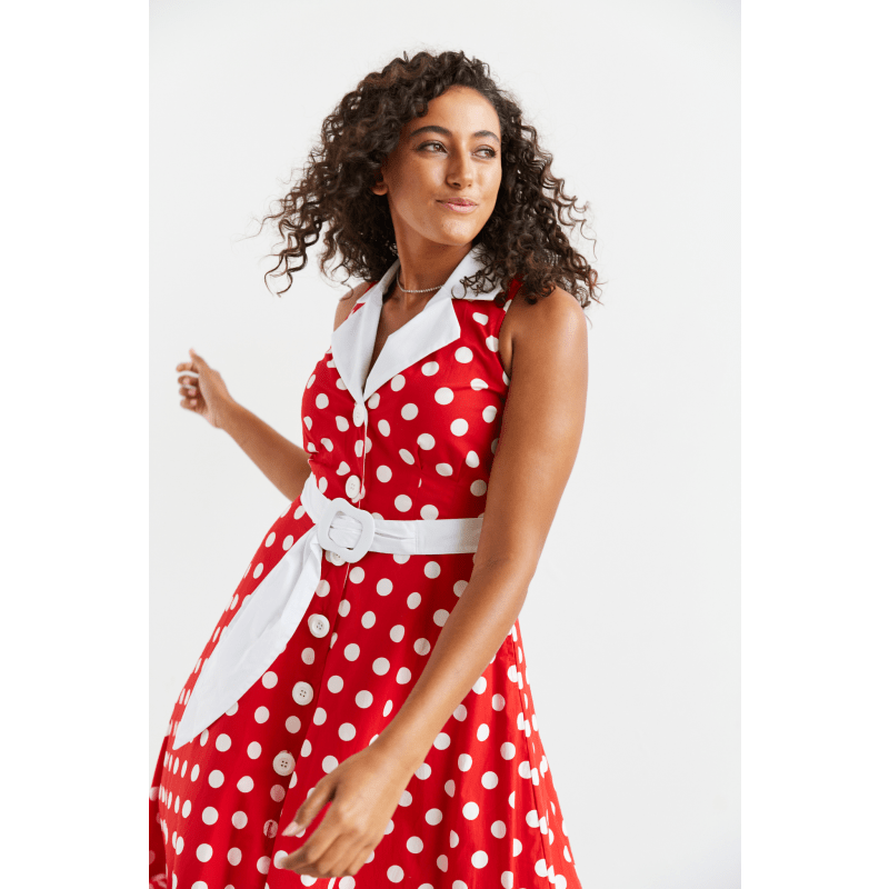 Thumbnail of Adelaide Alluring Midi Dress With Red & White Polka Dots image