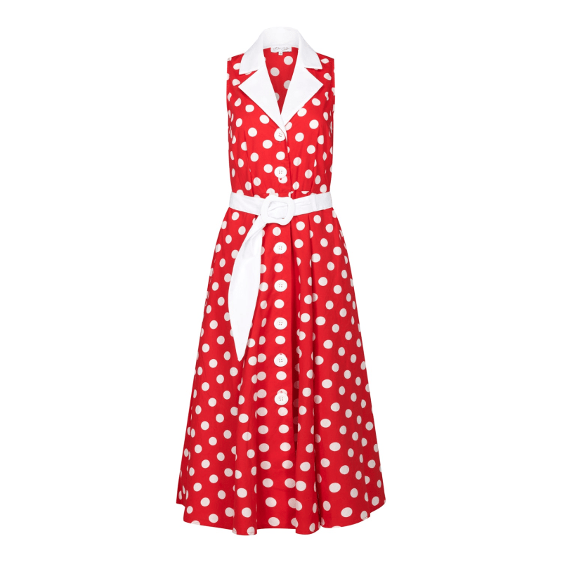 Thumbnail of Adelaide Alluring Midi Dress With Red & White Polka Dots image