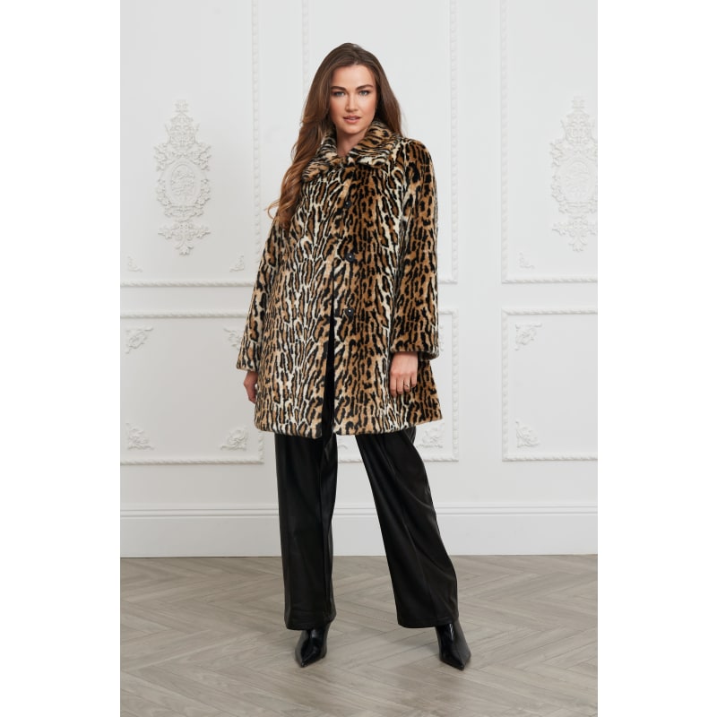 Thumbnail of Adele Leopard Faux Fur Coat image