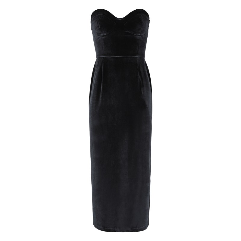 Thumbnail of Adele Velvet Midi Strapless Dress Black image