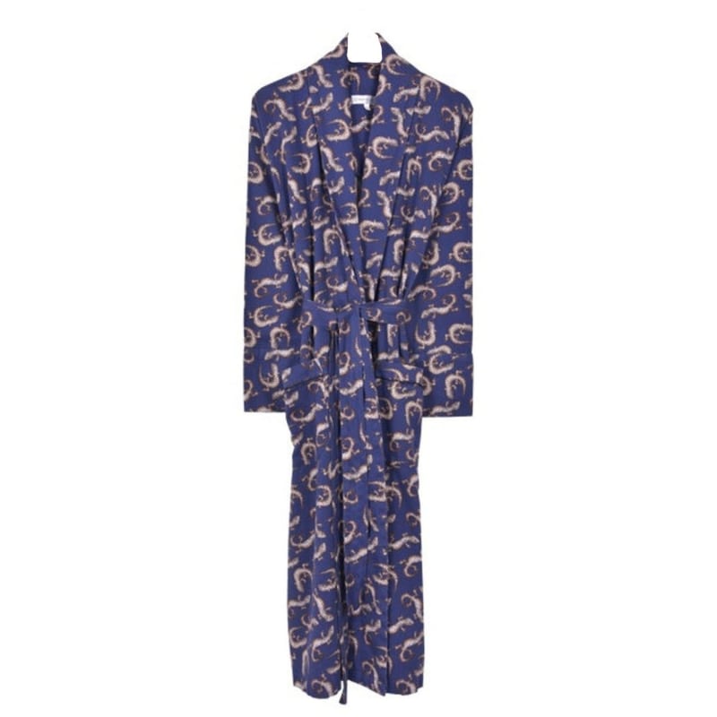 Thumbnail of Lightweight Men's Dressing Gown Blue Gekko Navy image